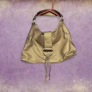 Gold faux leather hobo bag